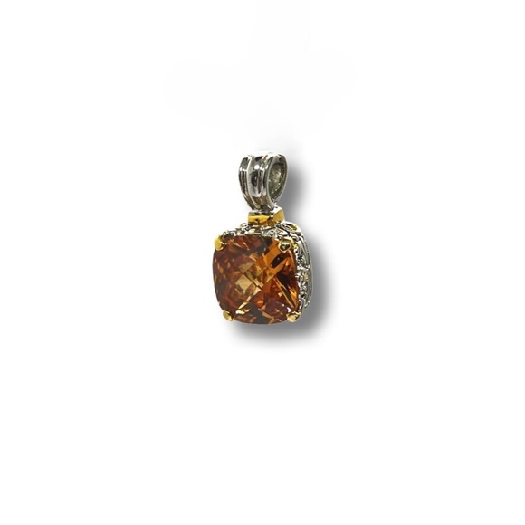 Amber Cubic Zirconia Pendant - Picture 2 of 5